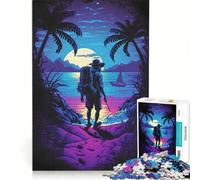 Puzzle da 1000 pezzi "Adolescente solo sulla spiaggia di notte", gioco pratico, sfida difficile, collezione d'artista, belle arti 50x75cm