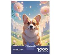 Puzzle Da 1000 Pezzi Adorable Corgi Dog with Spring Flowers - Cute Cartoon Style Dog Portrait Art Puzzle Per Adulti Giochi Per Famiglie Ma Divertenti E Umoristici Regali Unici Per Compleanno E Natale