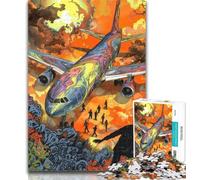 Puzzle da 1000 pezzi "Aereo perduto", puzzle da 1000 pezzi per adolescenti, regalo, impegnativo e difficile, con pezzi completamente interconnessi e di forma casuale, 50x75cm