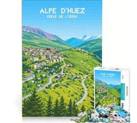 Puzzle da 1000 pezzi Affiche Alpe D'Huez | Per il divertimento in famiglia Aiuta ad allenare la mente Rafforza l'amore tra le coppie 38x52cm