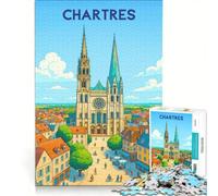 Puzzle da 1000 pezzi Affiche Chartres | 75x50cm Decorazione per la casa rilassante e intellettuale adatta per la decorazione della scrivania.