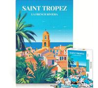 Puzzle da 1000 pezzi Affiche Saint-Tropez | Giochi rilassanti per migliorare l'amore di coppia vacanze antistress a casa come passare il tempo. 38x52cm