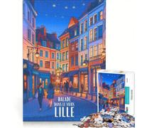 Puzzle da 1000 pezzi Affiche Vieux Lille, Impossible Game, Precision Cutting, with Fully Interlocking Randomly Shaped Pieces 50x75cm