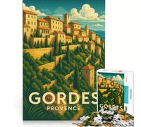 Puzzle da 1000 pezzi Affiche Vintage Gordes | 75x50cm Gara di velocità manuale impegnativa da completare per rafforzare l'amore tra le coppie.