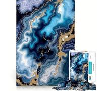 Puzzle da 1000 pezzi,agata blu e oro,astratto,taglio preciso,sfida intelligente e divertente,gioco per il tempo libero,regalo decorativo natalizio 38x52cm