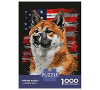 Puzzle Da 1000 Pezzi Akita American Flag Puzzle Per Adulti Gioco Rompicapo Migliora La Memoria Regali Unici Per Compleanno E Natale 70x50cm/1000pcs