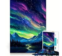 Puzzle da 1000 pezzi Alaska Aurora Pixel Art Decorazione con tagli precisi Gioco cognitivo Giocattolo per il tempo libero Regalo di Natale rilassante (38x52cm)