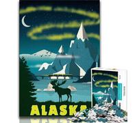 Puzzle da 1000 pezzi Alaska City Travel Art per adulti, gioco stimolante, ideale come regalo per tutta la famiglia, 38x26cm