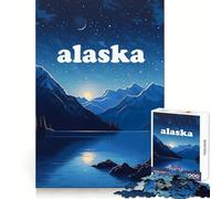 Puzzle da 1000 pezzi "Alaska Glacier Night" per stimolare la capacità di concentrazione, ideale per il tempo libero e il compleanno (38x52cm)