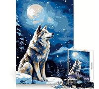 Puzzle da 1000 pezzi Alaska Wolf Snow Pixel Art, stimolante per la mente, ideale per il tempo libero e come regalo di compleanno con chiusura di sicurezza (38x26cm)