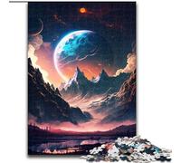 Puzzle da 1000 pezzi "Alba del Pianeta Paesaggio" in legno, idea regalo per le feste, opera d'arte umoristica, opera d'arte dettagliata 50x75cm per compleanno, festa, Natale, Halloween