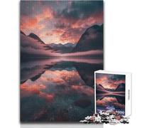 Puzzle da 1000 pezzi "Alba infuocata a Fiordland", attività rilassante per il tempo libero, taglio di precisione, bordo liscio, giocattolo da gioco, dimensioni 38x26cm