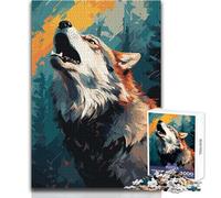 Puzzle da 1000 pezzi "Alba Lupo che ulula nella foresta", gioco di apprendimento per esercitarsi, regalo premuroso per momenti felici, dimensioni 50x75cm