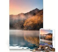 Puzzle da 1000 pezzi "Alba sul lago d'autunno" per adolescenti, ideale per allenare la mente, per un relax informale, con taglio uniforme, perfetto come regalo di compleanno (50x75cm)
