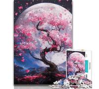 Puzzle da 1000 pezzi "Alberi di ciliegio in fiore sotto la luna" per adulti e ragazzi, gioco per famiglie, antistress, sfida difficile, collezione di artisti, belle arti, 38x26cm