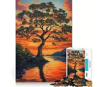 Puzzle da 1000 pezzi "Albero al tramonto in autunno" Taglio preciso Divertente sfida mentale Gioco per il relax Gioco artistico per compleanni (50x75cm)