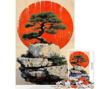 Puzzle da 1000 pezzi Albero bonsai e sole rosso Decorazione per la casa Giocattoli Ottimi regali e giocattoli Gioco pratico Interessante riduzione dello stress Dimensioni 38x26cm