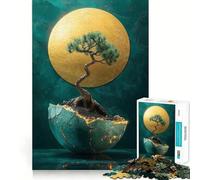Puzzle da 1000 pezzi albero bonsai in una sfera incrinata,pezzi a incastro preciso,gioco divertente per concentrarsi,momento di relax,decorazione artistica natalizia 50x75cm