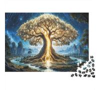 Puzzle da 1000 pezzi "Albero della Luce Mitico" Albero della Vita Dorato per Adulti Gioco Educativo Bellissima Decorazione Difficile Stimolante Regalo di Compleanno 70x50cm/1000pcs