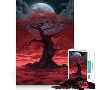 Puzzle da 1000 pezzi "Albero della Luna Rossa" per adolescenti, gioco di logica, rilassante e divertente, taglio preciso, regalo artistico (50x75cm)