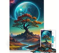 Puzzle da 1000 pezzi Albero della Vita Bordo fine Artigianato Gioco di abilità mentale Rilassante Gioco Regalo di Natale artistico (38x26cm)