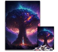 Puzzle da 1000 pezzi Albero della vita del mondo cosmico per adulti,puzzle impossibili per adulti,ideale per gli innamorati, Capodanno e San Valentino,50x75CM