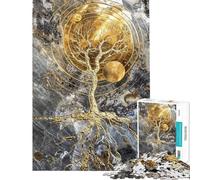 Puzzle da 1000 pezzi "Albero della Vita Dorato" - Puzzle per adulti e famiglie - Allena la mente e le mani - Regalo antistress 38x26cm