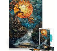 Puzzle da 1000 pezzi Albero della Vita in acrilico colorato con bordi perfetti Gioco cognitivo Divertente Gioco lento Divertente Decorazione natalizia artistica (38x26cm)