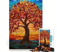 Puzzle da 1000 pezzi "Albero della Vita in Vetro Colorato" per adulti e ragazzi, gioco cognitivo, svago e divertimento, assemblaggio di modelli, regalo festivo 38x52cm