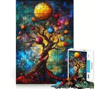 Puzzle da 1000 pezzi "Albero della Vita" in vetro colorato per adulti, gioco di logica stimolante, gioco di gruppo, bordi trasparenti, regalo perfetto 50x75cm