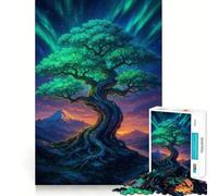 Puzzle da 1000 pezzi "Albero mistico con aurora boreale" per adulti e ragazzi, gioco di logica, divertimento rilassante, bordi netti, regalo memorabile (50x75cm)