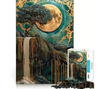 Puzzle da 1000 pezzi Albero nella cascata rocciosa, incastro perfetto, sfida artistica e mentale, gioco divertente per il tempo libero, regalo di compleanno (38x52cm)