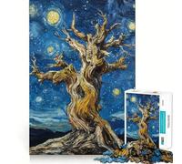 Puzzle da 1000 pezzi "Albero nella notte stellata" per adolescenti, gioco stimolante per la mente, ideale per il relax, con tagli precisi e decorazioni artistiche 50x75cm