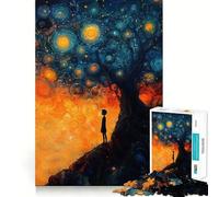 Puzzle da 1000 pezzi "Albero nella notte stellata" per adolescenti, gioco stimolante per la mente, ideale per il relax, con tagli precisi e decorazioni artistiche 38x26cm