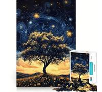 Puzzle da 1000 pezzi "Albero nella notte stellata" per adulti e ragazzi, gioco mentale rilassante, taglio di alta qualità, regalo speciale 38x52cm