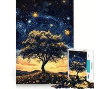 Puzzle da 1000 pezzi "Albero nella notte stellata" per adulti, gioco stimolante per la mente, gioco di gruppo, dettagli nitidi, regalo perfetto 38x26cm