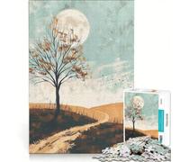 Puzzle da 1000 pezzi "Albero solitario sotto la luna piena" gioco impossibile taglio di precisione con pezzi di forma casuale completamente ad incastro 50x75cm