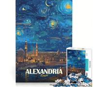 Puzzle da 1000 pezzi "Alessandria Egitto Notte stellata", gioco interattivo, allena la mente e la mano, con pezzi ad incastro di forma casuale 38x26cm