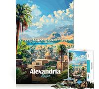 Puzzle da 1000 pezzi Alessandria Egitto Poster di viaggio Taglio liscio Gioco di logica Regalo Gioco rilassante Opera d'arte natalizia (38x26cm)