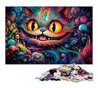 Puzzle da 1000 pezzi Alice Cat in legno, decorazione fai da te, sfida per il cervello, per adulti, famiglia, regalo di Natale 50x75CM / 19,68x29,52 pollici