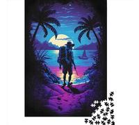 Puzzle da 1000 pezzi "Alone At The Night Beach" per adulti, puzzle in legno, regali di Halloween, puzzle per adulti, gioco educativo, sfida, giocattolo, 1000 pezzi (75x50 cm)