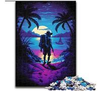 Puzzle da 1000 pezzi "Alone at The Night Beach", puzzle in legno per adulti, dimensioni 50x75cm, perfetto come decorazione fai da te o regalo di compleanno.