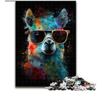 Puzzle da 1000 pezzi Alpaca colorato con occhiali Puzzle in legno dimensioni 50x75cm Intrattenimento rilassante, regalo di Natale perfetto e decorazione per la casa