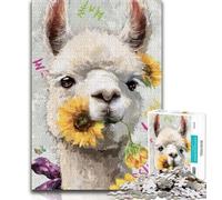 Puzzle da 1000 pezzi Alpaca Girasole, sfida difficile antistress Ogni pezzo è unico Gioco divertente e stimolante per tutta la famiglia, 38x26cm