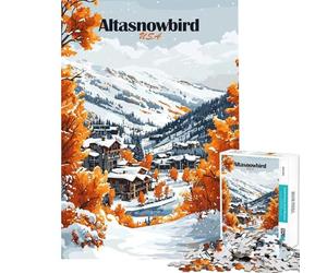 Puzzle da 1000 pezzi Altasnowbird Scena invernale Puzzle per adulti Gioco rilassante Un'opera d'arte compleanno e Natale (Dimensioni 38x52cm)
