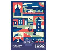 Puzzle Da 1000 Pezzi - America Geometric Travel Puzzle Per Adolescenti Gioco Rompicapo Antistress Offerta Regalo Per Tutta La Famiglia 70x50cm/1000pcs