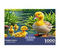 Puzzle da 1000 pezzi "Anatra gialla, mamma anatra colorata e anatroccoli sull'acqua", per adulti, divertente regalo di compleanno e attività, 38x26 cm/1000 pezzi