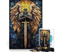 Puzzle da 1000 pezzi "Angelo Cavaliere in Vetro Colorato" per Adolescenti, Giocattolo Intelligente per il Tempo Divertivo, Taglio Preciso, Pezzo da Collezione Artistico 38x52cm