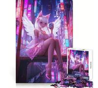 Puzzle da 1000 pezzi "Angelo nella città al neon" per adulti, stimola la strategia, ideale per momenti di relax e per un regalo invernale elegante (38x26cm)