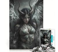 Puzzle da 1000 pezzi Angelo oscuro con corna e ali, decorazione da parete, sfida impegnativa, compleanno e Natale 50x75cm